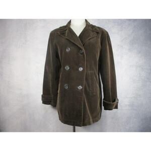Vintage GAP Jacket Womens XS Brown Corduroy Peacoat Double Breasted Lined Coat